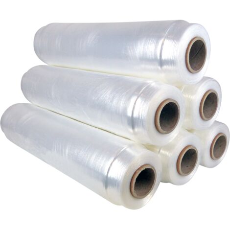 Lot de 296 Film pré-étiré manuel transparent 390mm x 600m technologie sous tension (1/3)
