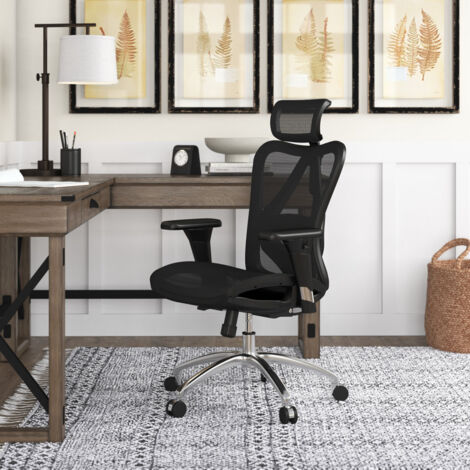 SIHOO Chaise de Bureau, Siege de Bureau Ergonomique, Dossier Haut Respirant avec Doux pour la Peau en Maille Chaise Réglable 3D Accoudoir et Soutien Lombaire(Noir)