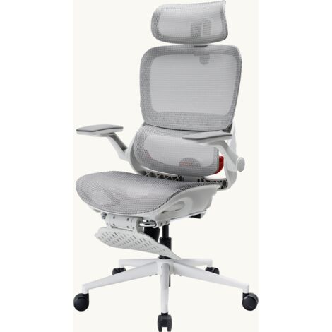 SIHOO B100 Pro Chaise de bureau ergonomique en mesh avec support lombaire dynamique 4D, appui-tête 3D très large, accoudoirs 4D réglables, repose-pieds, Gris (1/5)