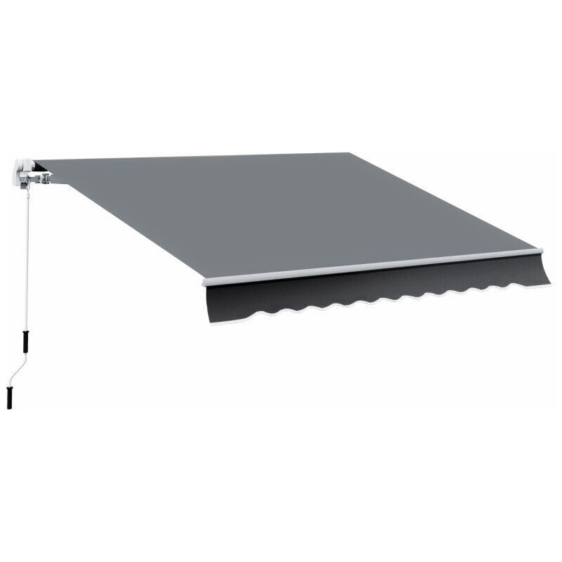 Tenda Da Sole Grigia 360x300 Cm - Con Manovella, Telo In Poliestere E Struttura In Alluminio Per Esterni - Foto 4