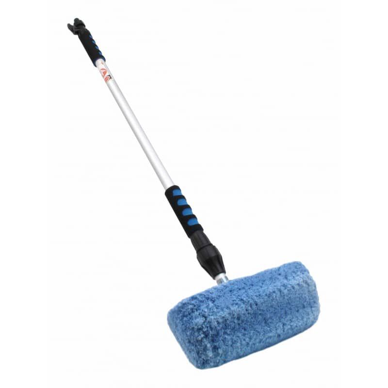 Spazzola per lavaggio auto, manico lungo, design a doppio disco, flessibile, rotante, telescopica, strumento di pulizia rimovibile a due teste, per lavaggio auto, pulizia dei vetri (A_Car Wash Mop