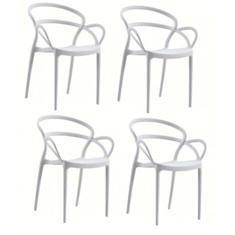 KIT 4 SEDIE POLIPROPILENE BAR RISTORANTE SEDIA INTERNO ESTERNO GIARDIN BIANCO
