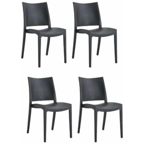 KIT 4 SEDIE POLIPROPILENE CUCINA BAR RISTORANTE SEDIA INTERNO ESTERNO NERO 580FL