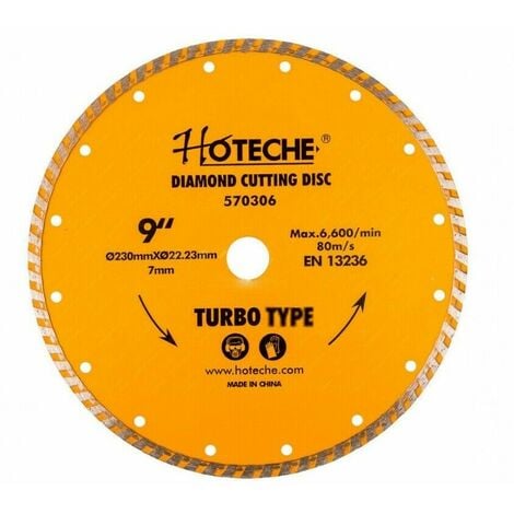 Disco diamantato 230 mm turbo smerigliatrice Corona continua marmo cemento  Ingco