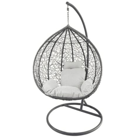 POLTRONA PENSILE DONDOLO SOSPESA GIARDINO BALCONE SEDIA GRIGIO CON CUSCINO 890
