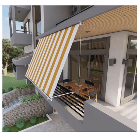 TENDA DA SOLE A CADUTA BALCONE SENZA CASSONETTO 3x2,5 MT GIALLO BIANCO 4902