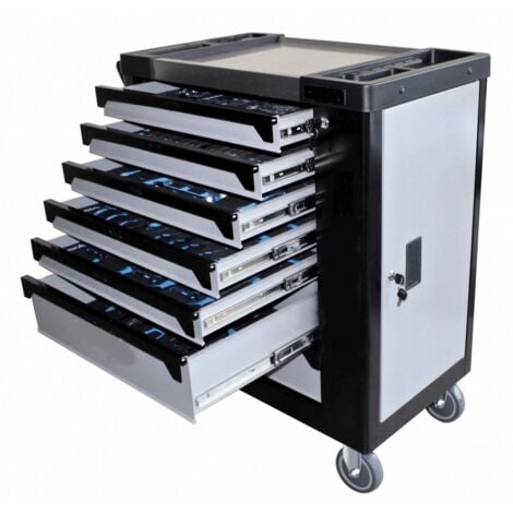 CARRELLO ATTREZZI PORTAUTENSILI CASSETTIERA 7 CASSETTI PIENO 257PZ OFFICINA 788sa