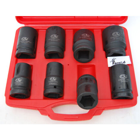 SET 8 BUSSOLE 3/4" ESAGONALI A IMPATTO 21 - 41 MM PER PISTOLA AVVITATORE GRANDI