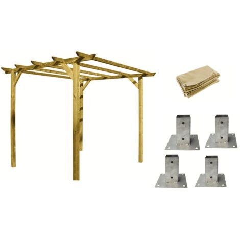 Pergola in legno pergolato da giardino 3x3 mt gazebo + telo copertura + 4 staffe (1/5)