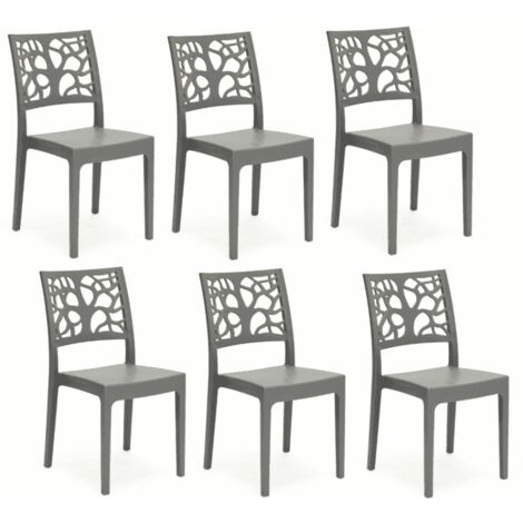 Kit 6 sedie interno esterno polipropilene cucina bar ristorante impilabile pranzo antracite teti