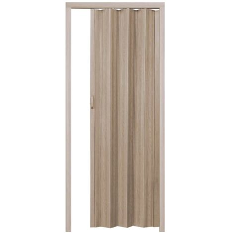 Porta a soffietto scomparsa pvc effetto legno chiaro venato rilievo chiusura con magnete casa maniglia cm 215x84 2714