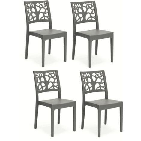 Kit 4 sedie interno esterno polipropilene cucina bar ristorante impilabile pranzo antracite teti (1/2)