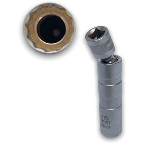 KATSU 2 Pezzi 14mm 16mm Chiave a Bussola Magnetica per Candele 3/8 12 Punti CR-V Flessibile Chiave a Bussola per Candele a Parete Sottile, Lunghezza 310mm