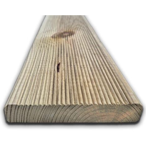 PAVIMENTO LISTELLO PER ESTERNO LISTONE DECKING TAVOLA IN LEGNO 2,7x14,5x300 cm IMPREGNATO 142