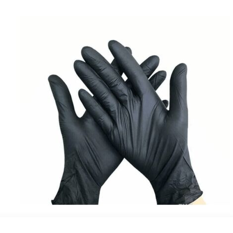 Kit 3 pz guanti nitrile guanto nero 100pz elevata resistenza lavoro esaminazione officina taglia L 519ra (1/3)