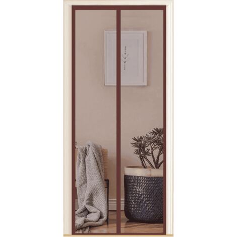 Tenda zanzariera magnetica 150x250 porta finestra riducibile calamita zanzare marrone 1843
