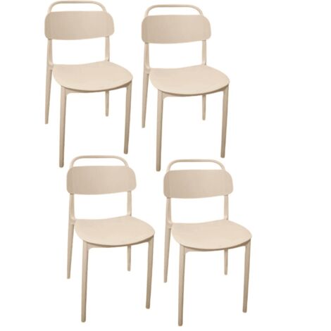 Kit 4 sedie polipropilene cucina bar ristorante sedia interno esterno beige 204cue