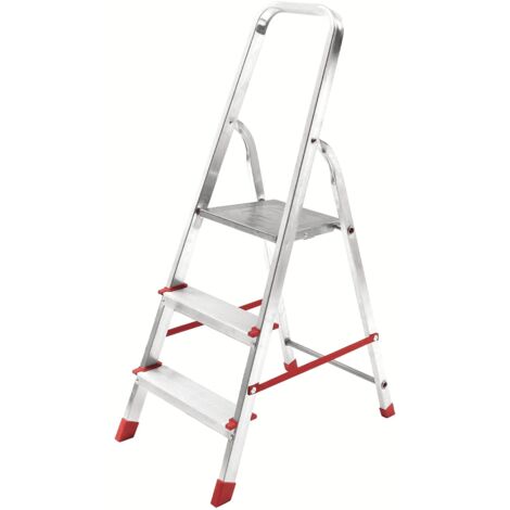 Scala scaletta alluminio domestica 3 gradini pieghevole leggera h 121cm portata 150kg 095cz
