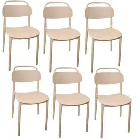 Kit 6 sedie polipropilene cucina bar ristorante sedia interno esterno beige cue204