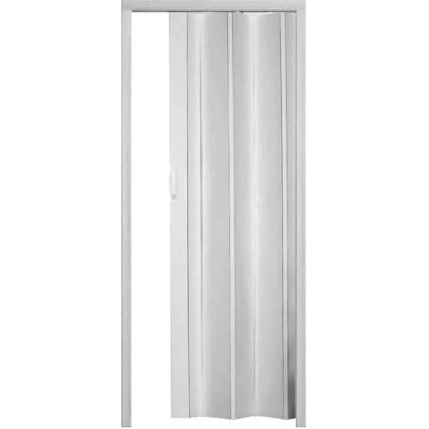 Porta a soffietto scomparsa pvc effetto legno bianco venato rilievo chiusura magnetica casa maniglia cm 215x84  2712