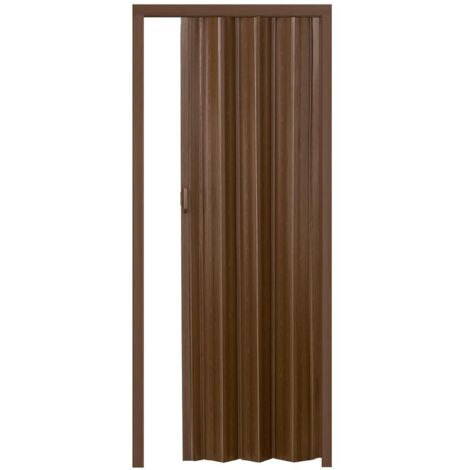 Porta a soffietto scomparsa pvc effetto legno scuro venato rilievo chiusura magnetica casa maniglia cm 215x84  2713