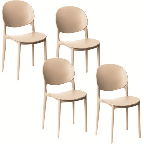 Kit 4 sedie polipropilene cucina bar ristorante sedia interno esterno beige crema 167ro