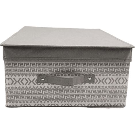 Decor Space Scatola Rigida Per Cambio Stagione 60x42x35 Cm - Tessuto Con Doppia Cerniera E Maniglie, Grigio