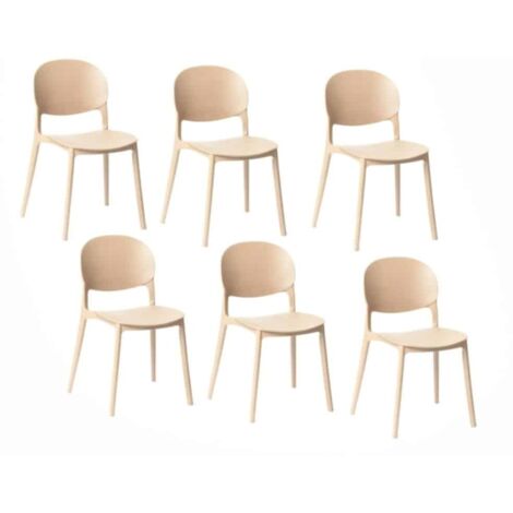 Kit 6 sedie polipropilene cucina bar ristorante sedia interno esterno beige 167ro
