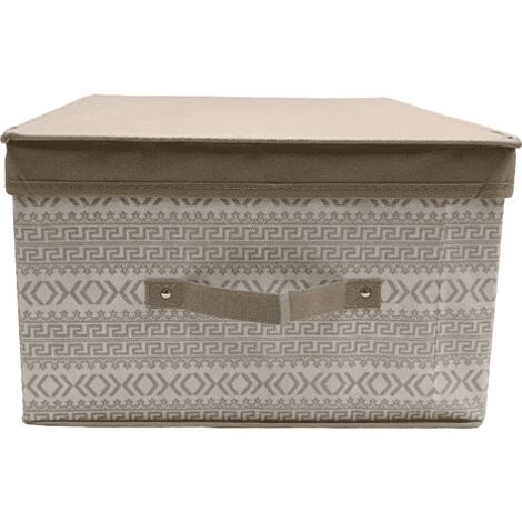 Contenitore scatola salvaspazio armadio abiti biancheria per cambio stagione cm 60x50x30 beige 659ds