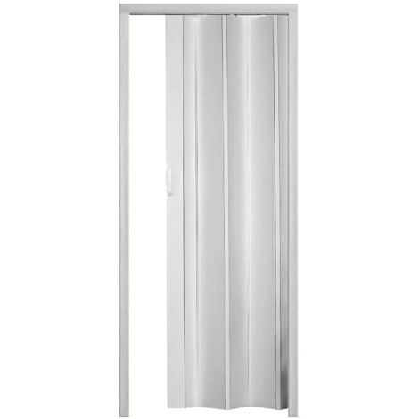 Porta a soffietto scomparsa pvc bianco venato chiusura magnetica casa maniglia cm 215x84 2710I
