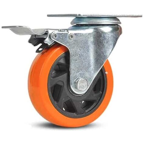 RUOTA RUOTE ROTELLA CARRELLO 125x32 mm 5" CARRELLI STAFFA GIREVOLE FRENO 431b