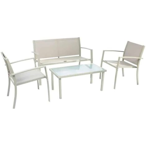 SET 4 PZ SALOTTO SALOTTINO DA GIARDINO ESTERNO DIVANO DIVANETTO POLTRONE TAVOLINO TORTORA