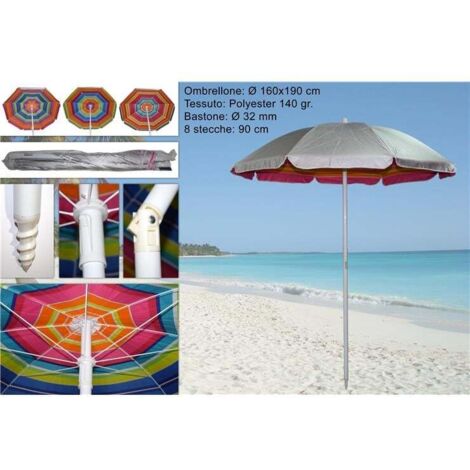 OMBRELLONE MARE SPIAGGIA VACANZE PISCINA TELO PARASOLE SOLE Ø 160 PICCHETTO 009