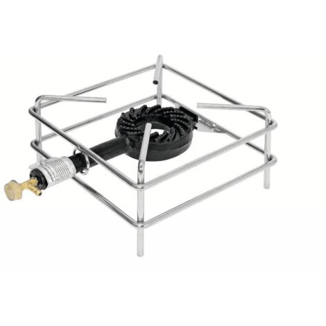 FORNELLONE FORNELLO CM 40X40 7,5kw CROMATO INOX GAS BOMBOLA BRUCIATORE IN GHISA