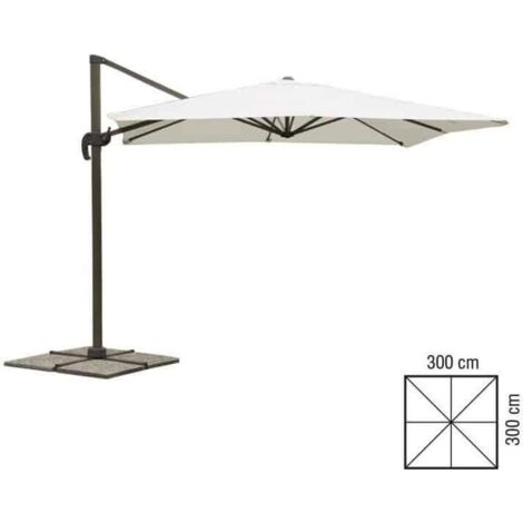 OMBRELLONE A BRACCIO PARASOLE GIARDINO 3x3 mt DECENTRATO GAZEBO BIANCO 715V