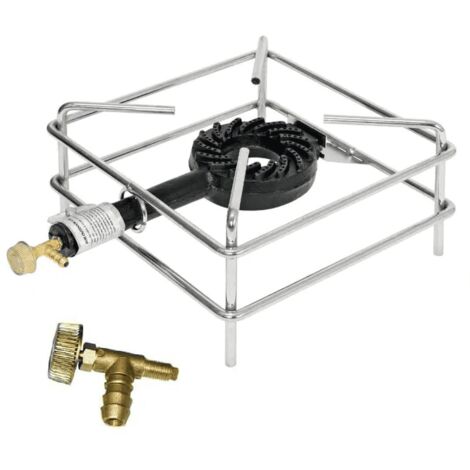 FORNELLONE FORNELLO GAS CM 30X30 CROMATO BRUCIATORE IN GHISA + UGELLO METANO