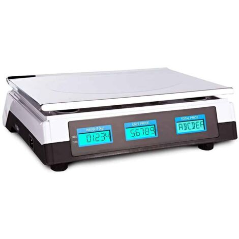 Bilancia Digitale 40 Kg Con Doppio Display LCD - Piattaforma Acciaio Inox Per Negozi E Mercati - Con Caricabatterie - 3