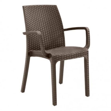 SEDIA POLTRONA POLIPROPILENE BAR RISTORANTE INTERNO ESTERNO SIMIL RATTAN DFN MARRONE