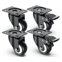 Ruote girevoli carrello 4 pz rotelle carrelli con senza freno 75mm 3" portata 240 kg nero 563b