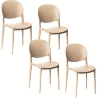 Kit 4 sedie polipropilene cucina bar ristorante sedia interno esterno beige crema 167ro