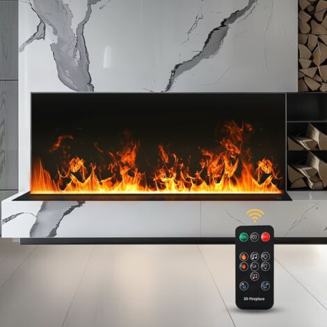 Cheminée vapeur d'eau 80 cm flamme couleur télécommande