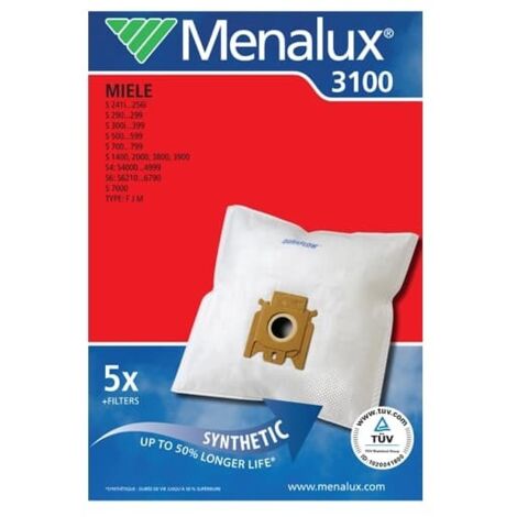 Menalux - bolsa para aspiradora synt miele s246 s262 s500 3100 5 piezas - 9001961508 - 7321429394963