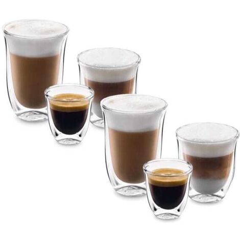Delonghi - dlsc302 - juego de 2 vasos de doble pared para espresso, 2 para cappuccino y 2 para lattemacchiato - 5513284451 -