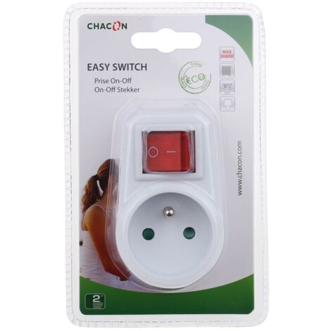 Chacon Easy Switch enchufe eléctrico blanco con interruptor