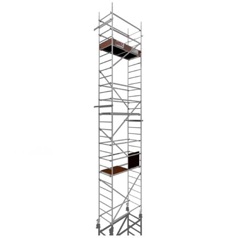 Rollfix 2.0 800, hauteur de travail 8m, roues d'échafaudage incluses (Ø125mm) & ancrages muraux