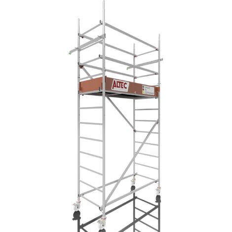Rollfix 2.0 400, hauteur de travail 4m, roues d'échafaudage incluses (Ø125mm) & ancrages muraux