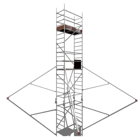 Rollfix 2.0 600, hauteur de travail 6m, roues d'échafaudage incluses (Ø125mm) & stabilisateur triangulaire