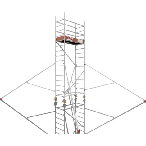 Rollfix 2.0 500, hauteur de travail 5m, roues d'échafaudage incluses (Ø150mm) & stabilisateur triangulaire