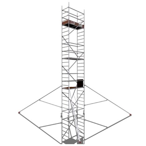 Rollfix 2.0 800, hauteur de travail 8m, roues d'échafaudage incluses (Ø125mm) & stabilisateur triangulaire
