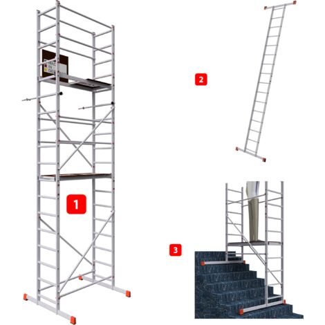 AluCombine 3.0 - 600, hauteur de travail 6m, échafaudage échellee & traverse